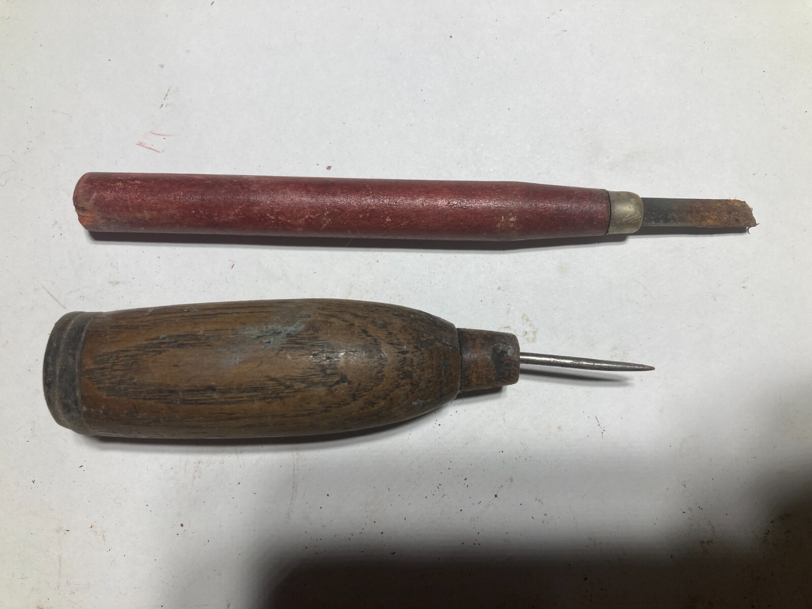 Antique Vintage Carpenter Lathe Wood Carving 6" & Scratch Awl 5"