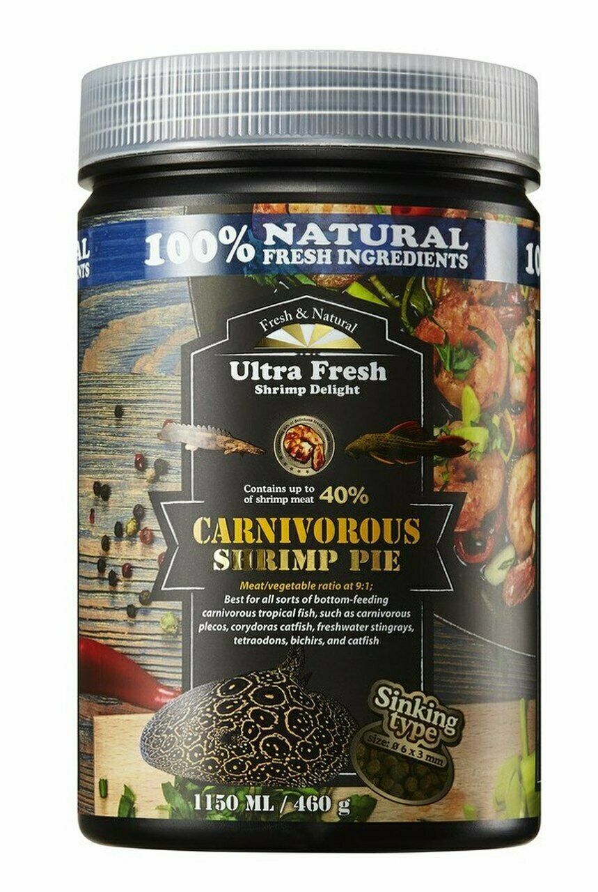 1150 ML (460 GM) ULTRA FRESH CARNIVOROUS SHRIMP PIE for STINGRAY/CATFISH/BICHIR