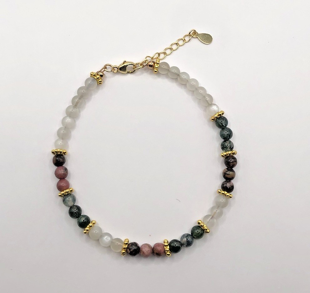 Tiny Multicolor Gemstone Beaded Bracelet, Moonstone