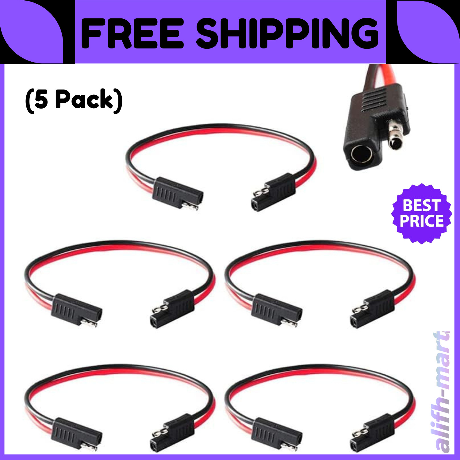 5Pcs 12" 12Gauge 12V 2 Pin Quick Disconnect Wire Harness SAE Connector Cable