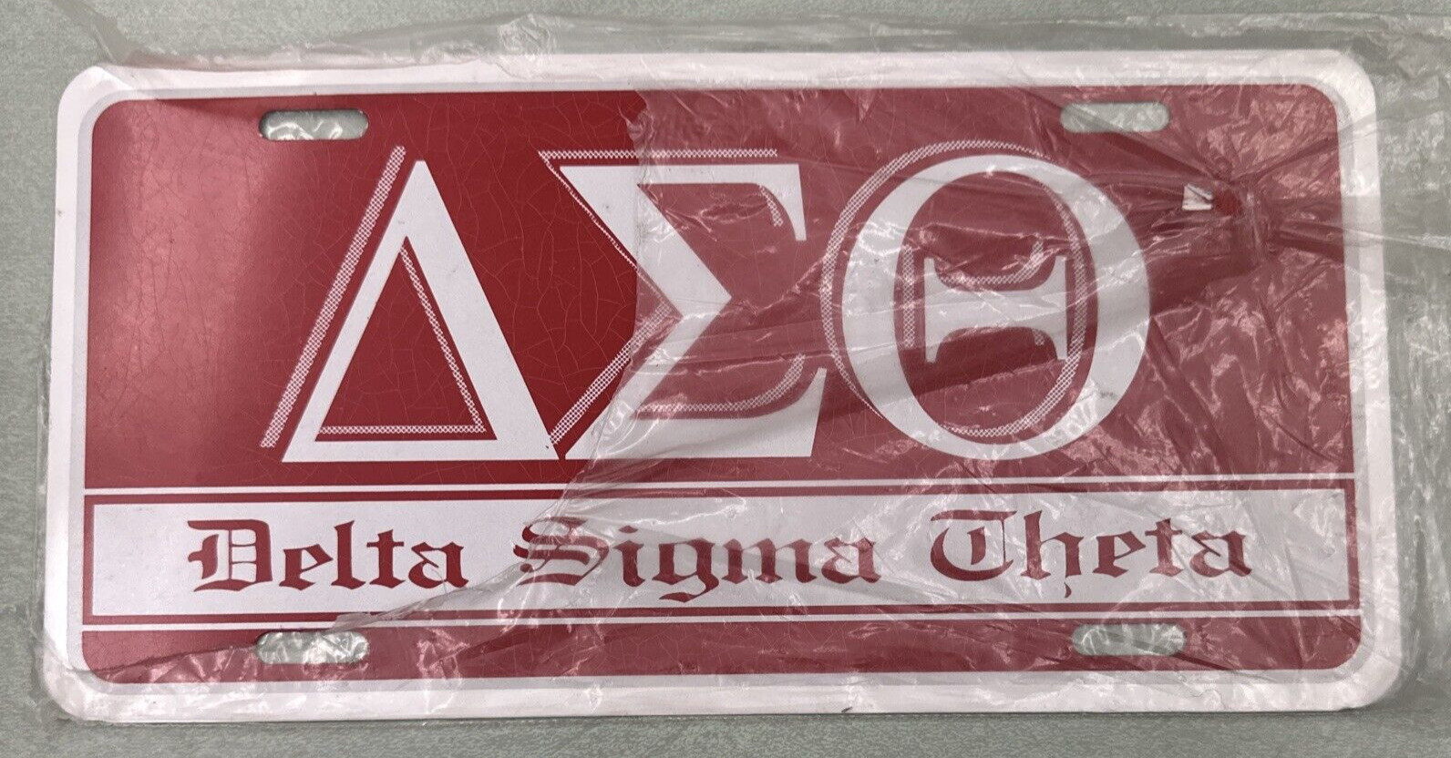 Delta Sigma Split License Plate Red/White - Car/Truck Free Shipping