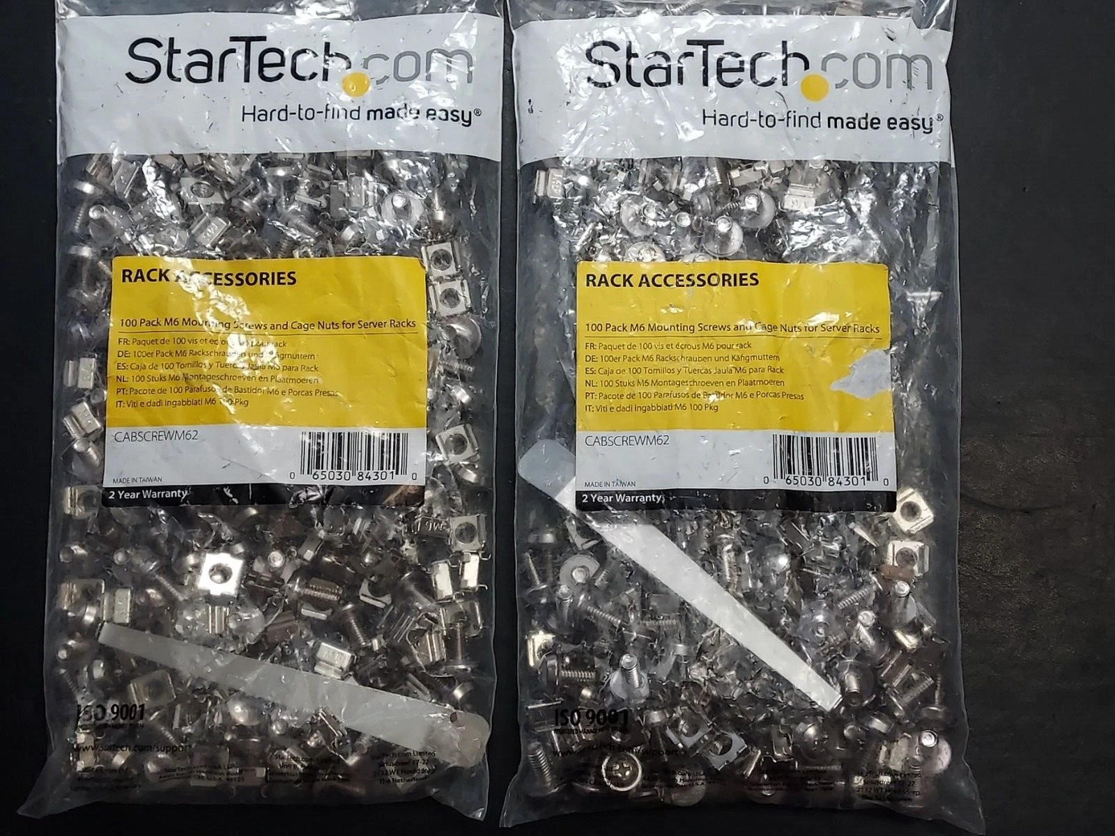 StarTech CABSCREWM62 M6 Mounting Screws and Cage Nuts for Server Rack (200 pack)