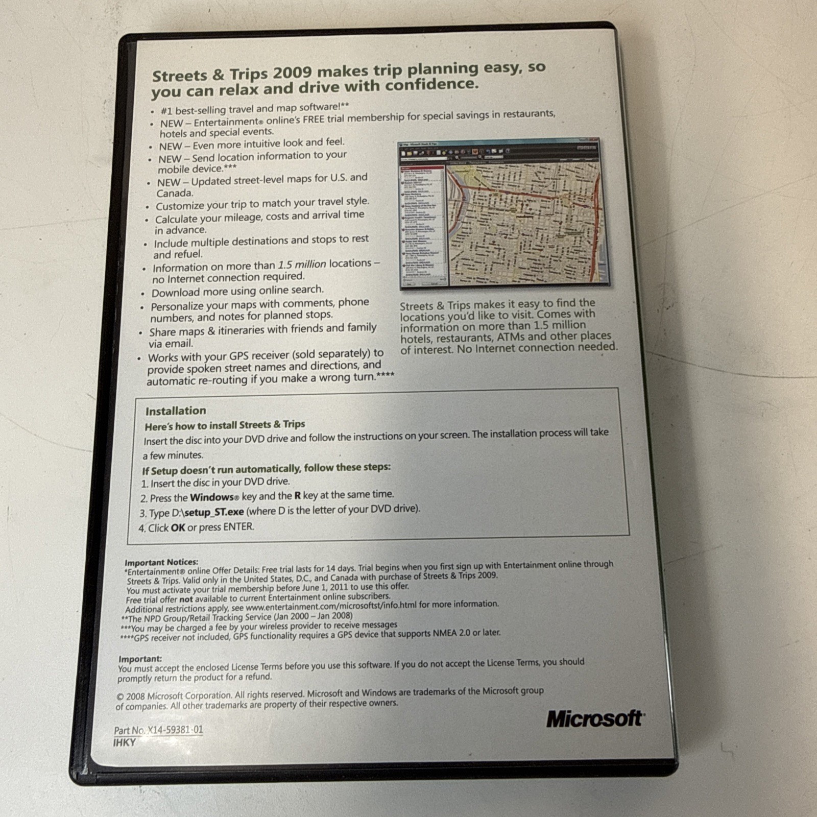 MS Streets & Trips 2009 Manual PC DVD Mapping Tool Software Microsoft