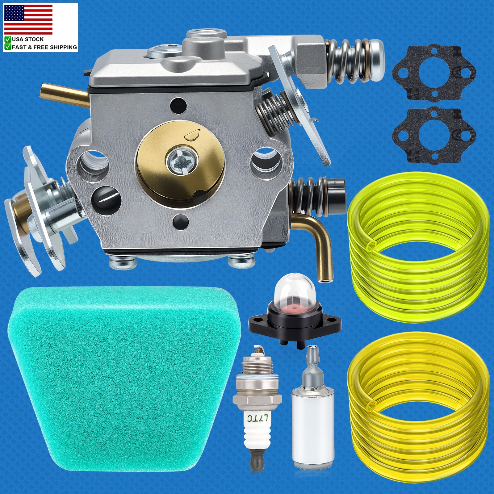 Carburetor Fuel Line Kit for Poulan PP220 Craftsman 16" 18" 36CC Gas Chainsaw