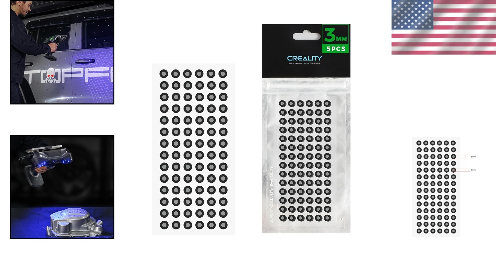 Official 3D Scanning Dots - 3.0mm Tracking Reference Points, 5 Sheets 420 Dots
