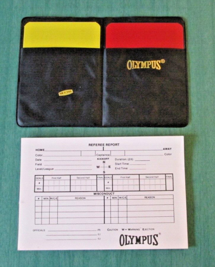 OLYMPUS SOCCER - Referee Report Pad & Wallet w/ Red & Yellow Card - NWOT!