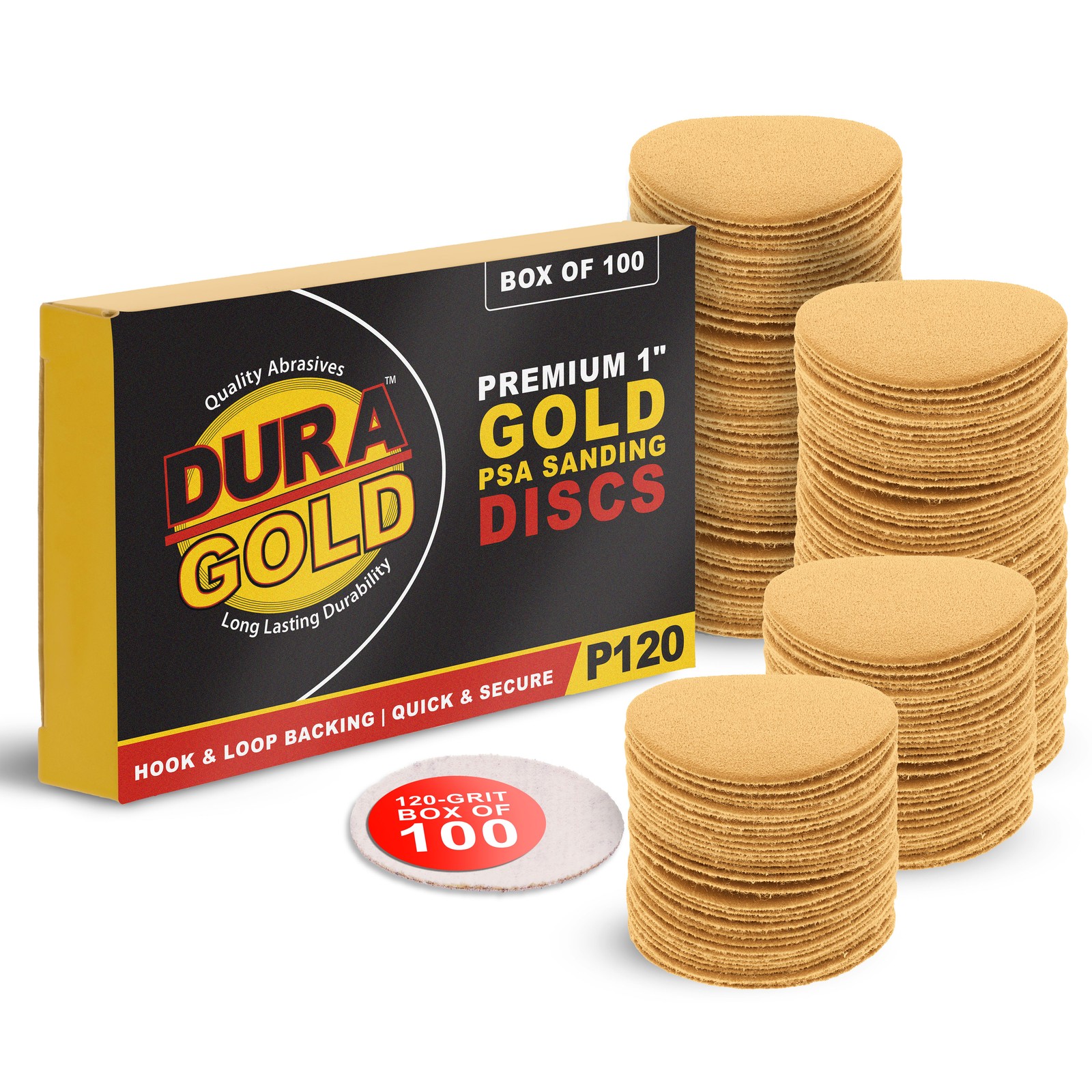 120 Grit 1" Hook & Loop DA Sanding Discs - 100 Sandpaper Finishing Discs