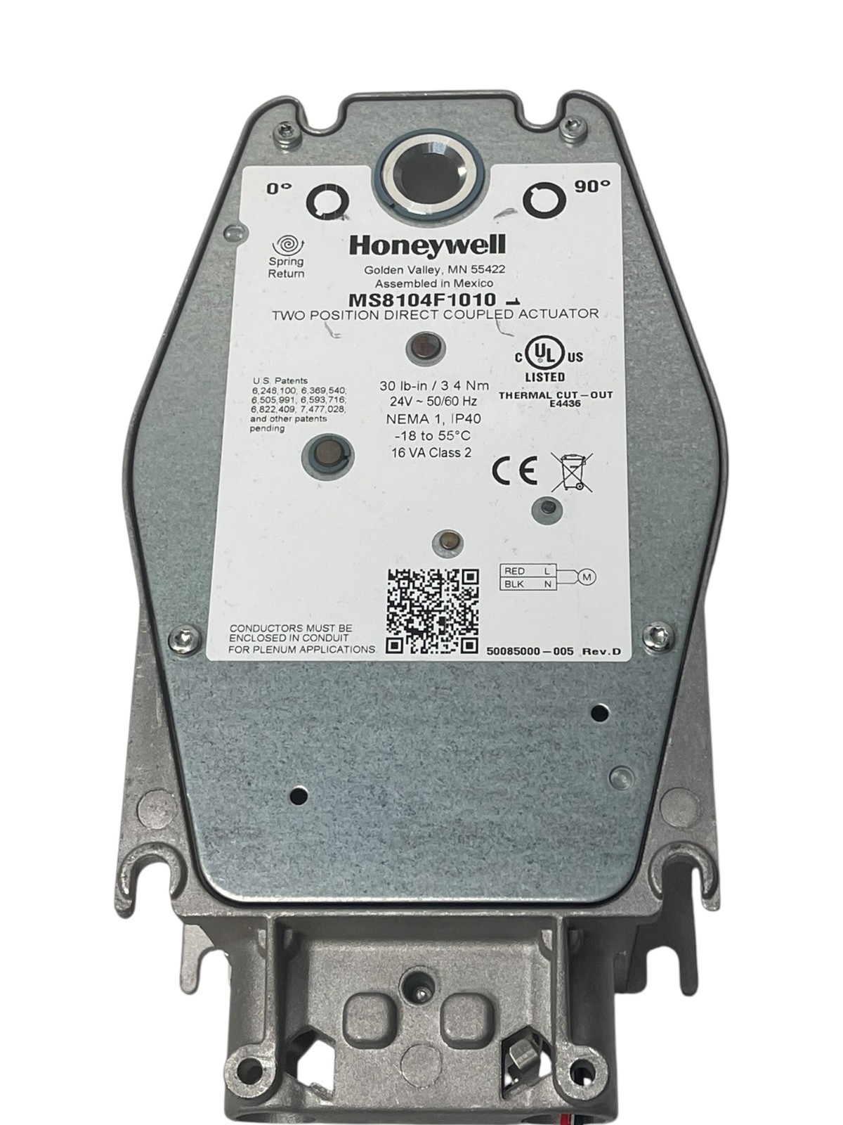 Honeywell MS8104F1010 Two Position Direct Coupled Actuator