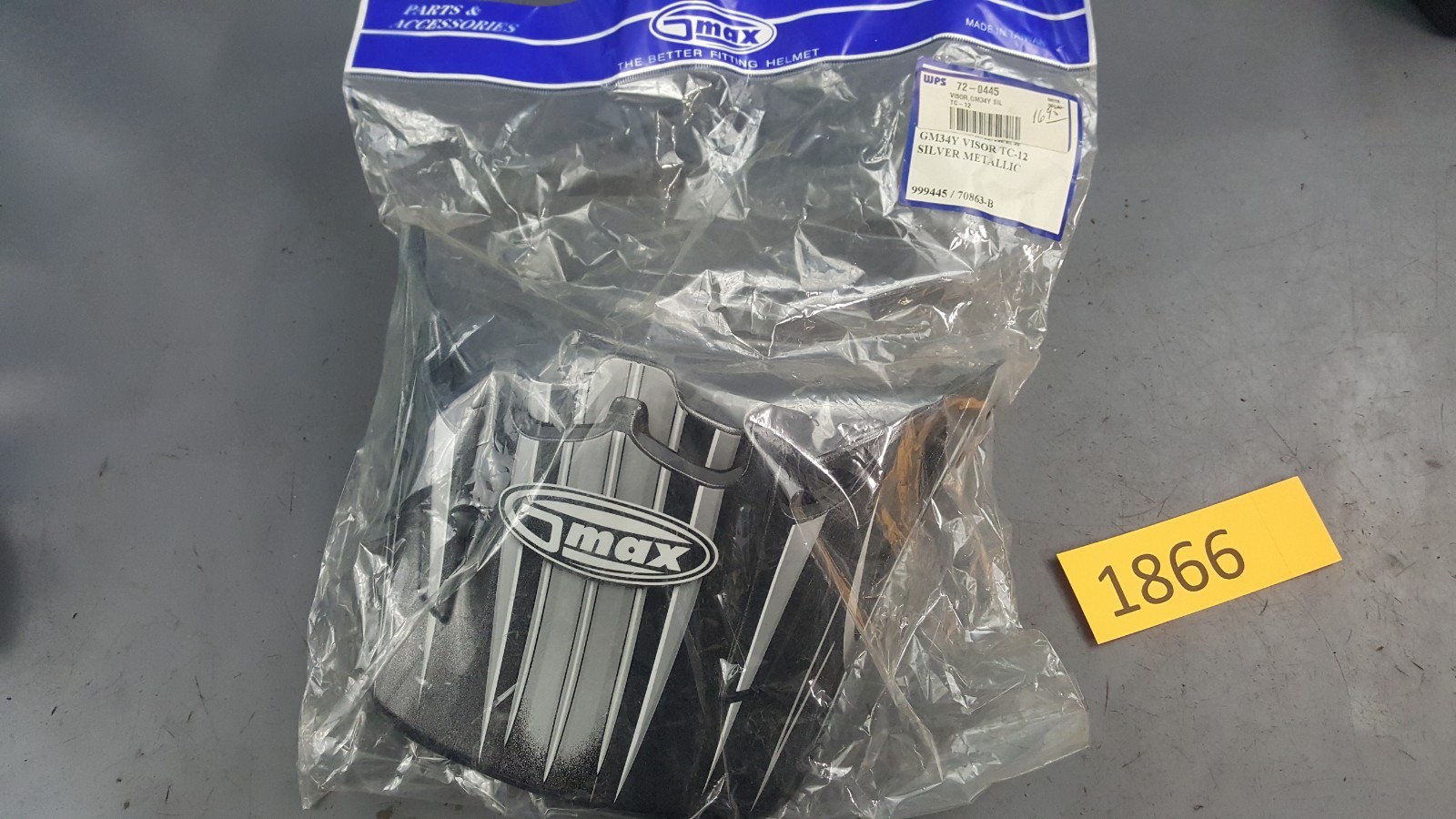 NEW GMAX gm34y HELMET VISOR TC-12 silver metallic 9504 WPS 72-0445 70863-b