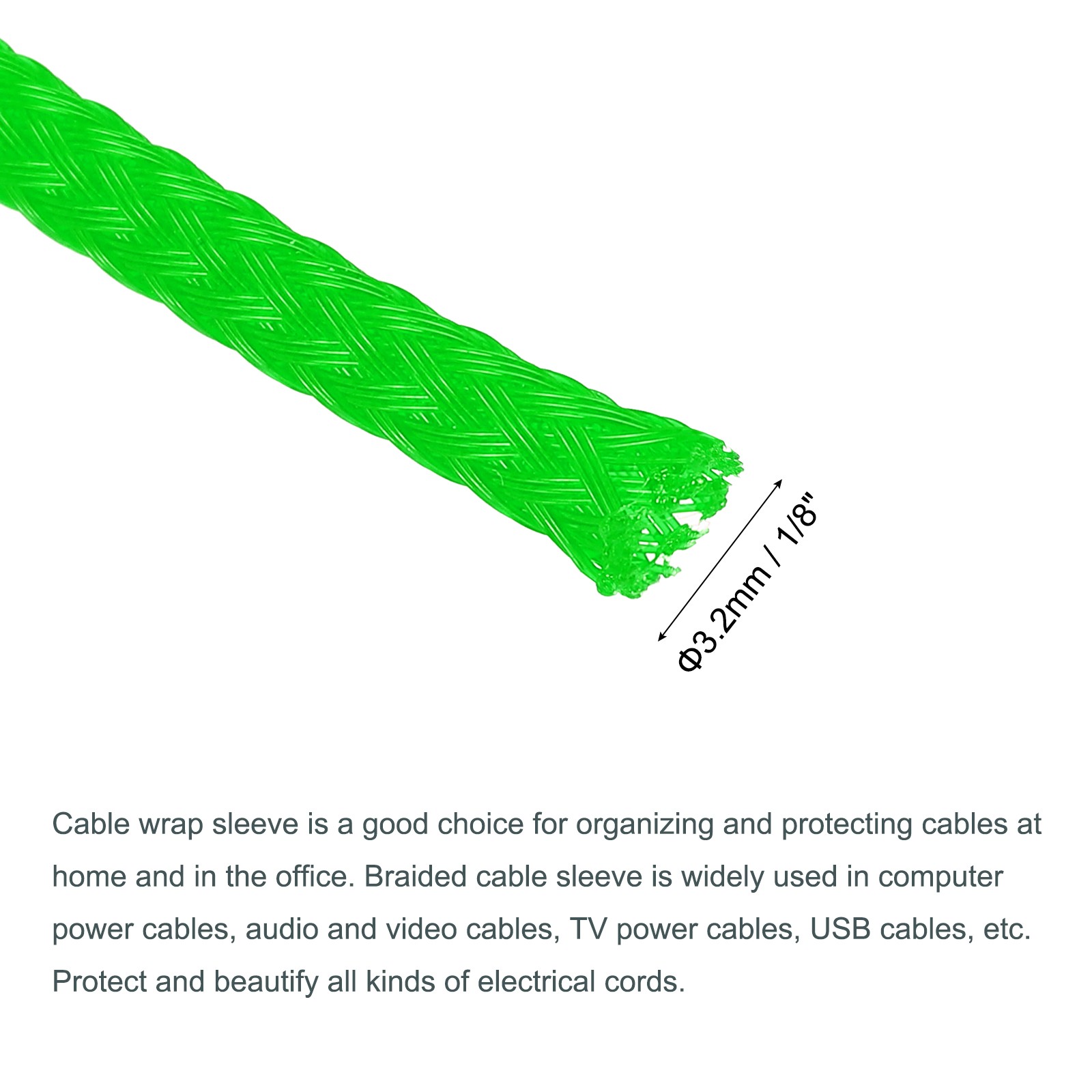 Expandable Sleeving 1/8-inch 100ft Cable Sleeve Green