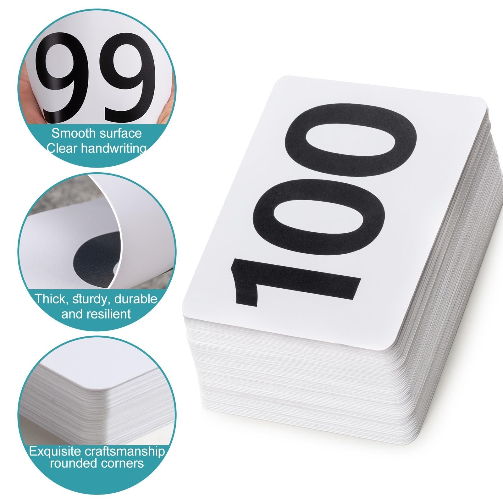 Toncoo 50Pcs Table Numbers 1-50, 3.7x4 Inch Plastic Table Numbers, Double Sid...