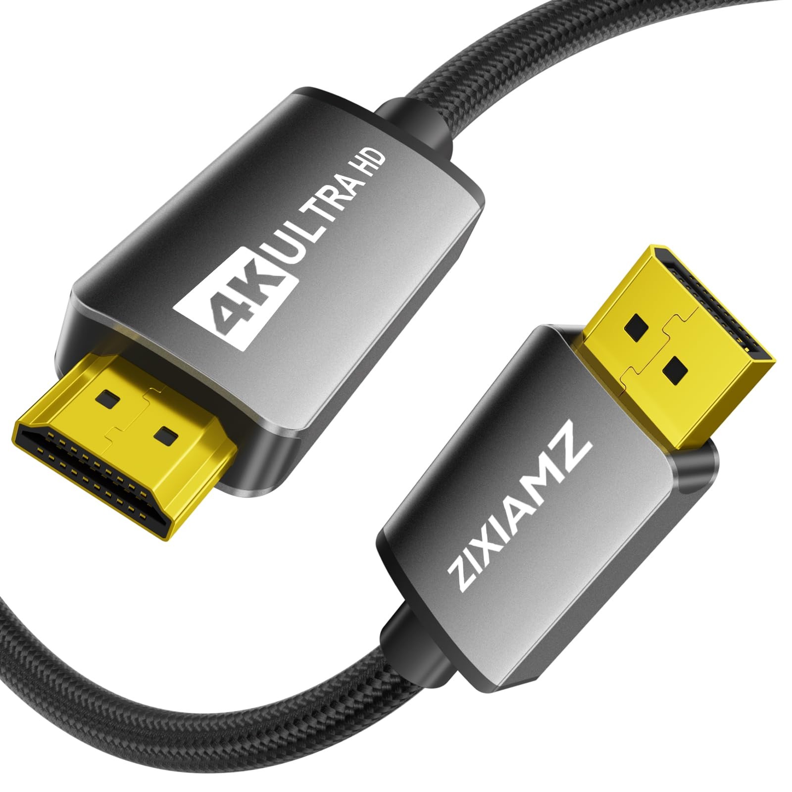 ZIXIAMZ Active DisplayPort to HDMI Cable 6FT, 4K@60Hz Support 3D HDR Grey