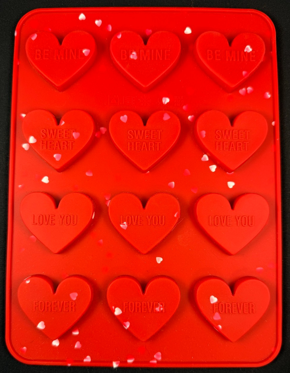 Red Conversation Hearts - Silicone Ice Cube Mold - 12 Total Hearts - No Tags