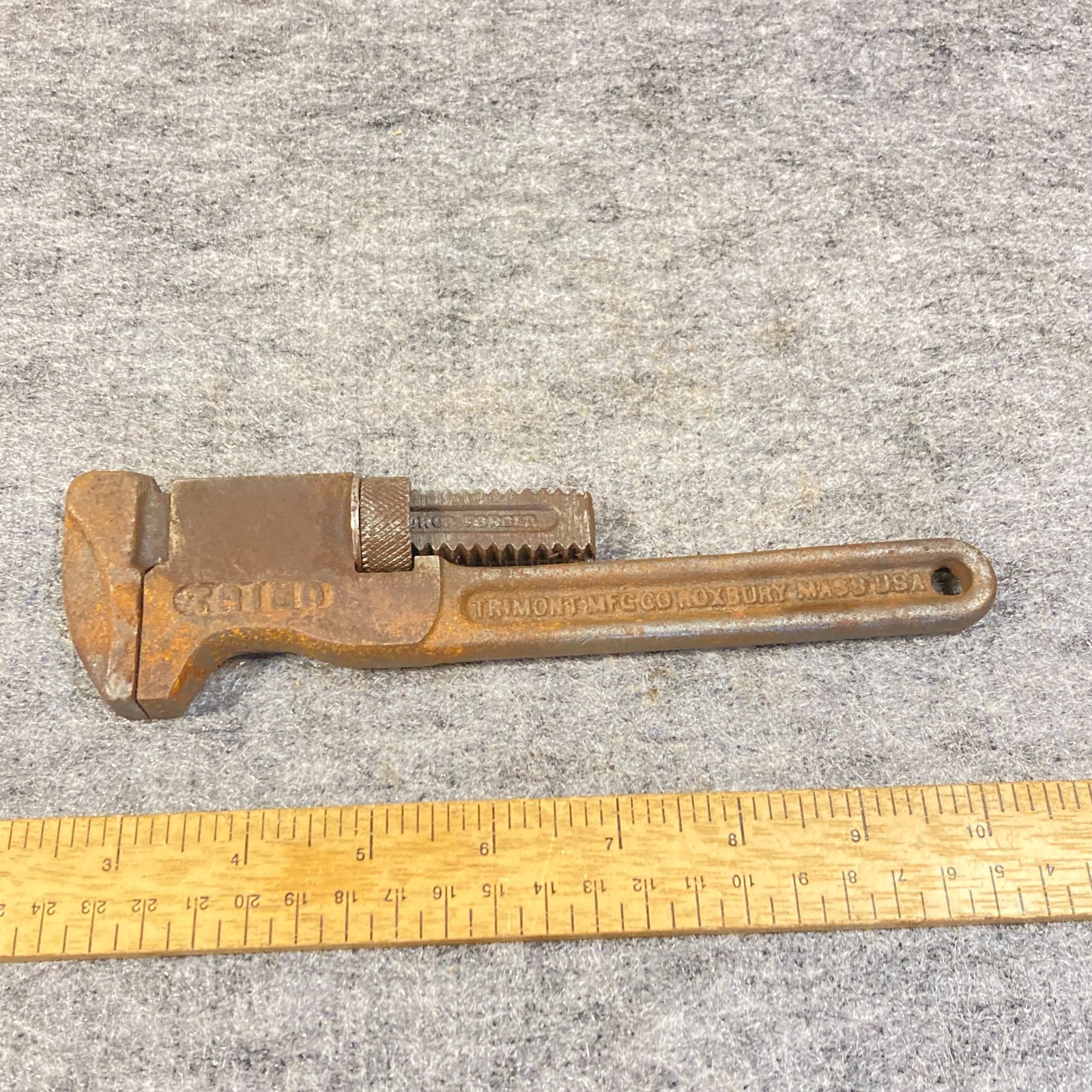 Vintage Trimont 8"Trimo Adjustable Pipe Wrench #8 Pat 1911 USA