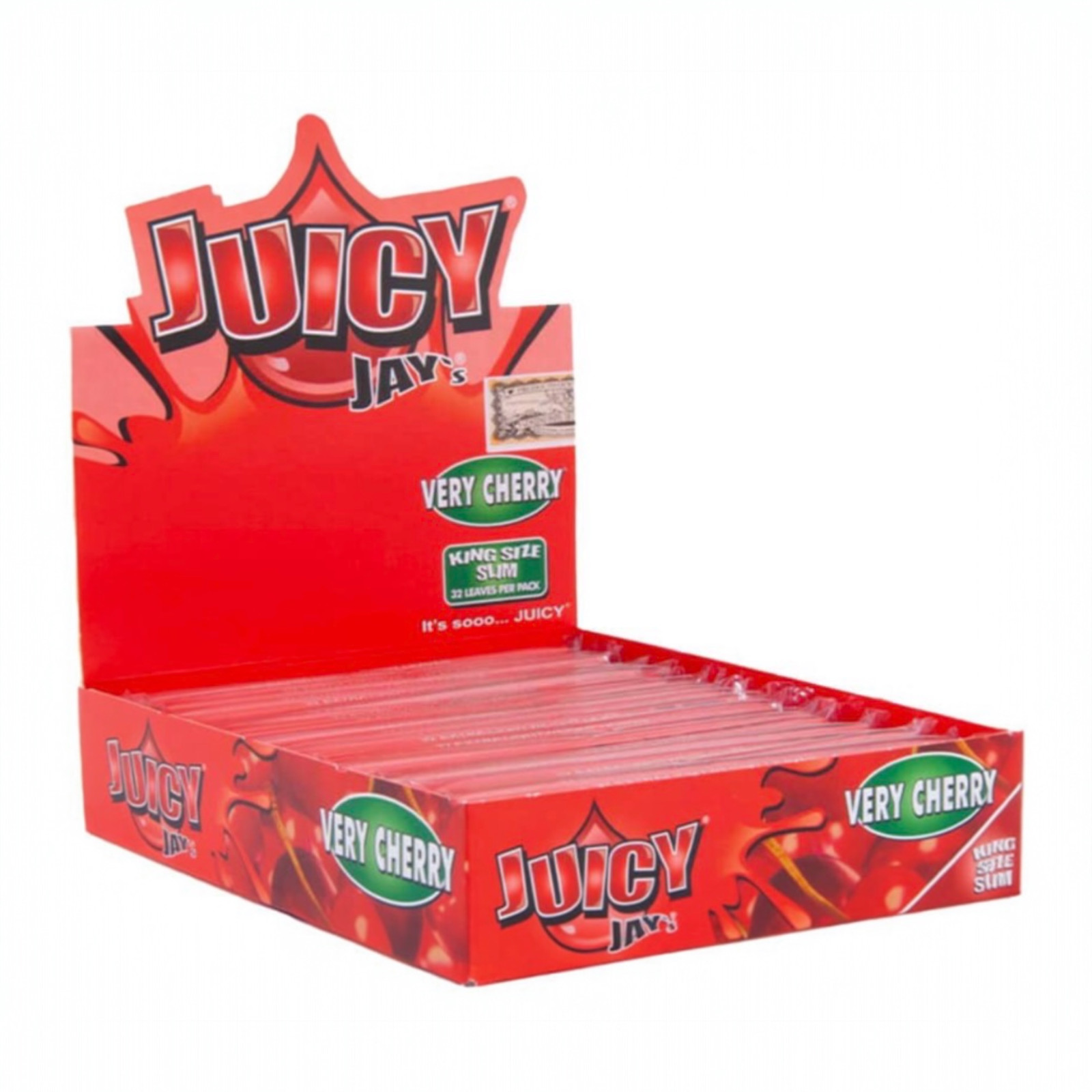 24 Pack Juicy Jay’s Very Cherry King Size Slim Rolling Papers Display Box
