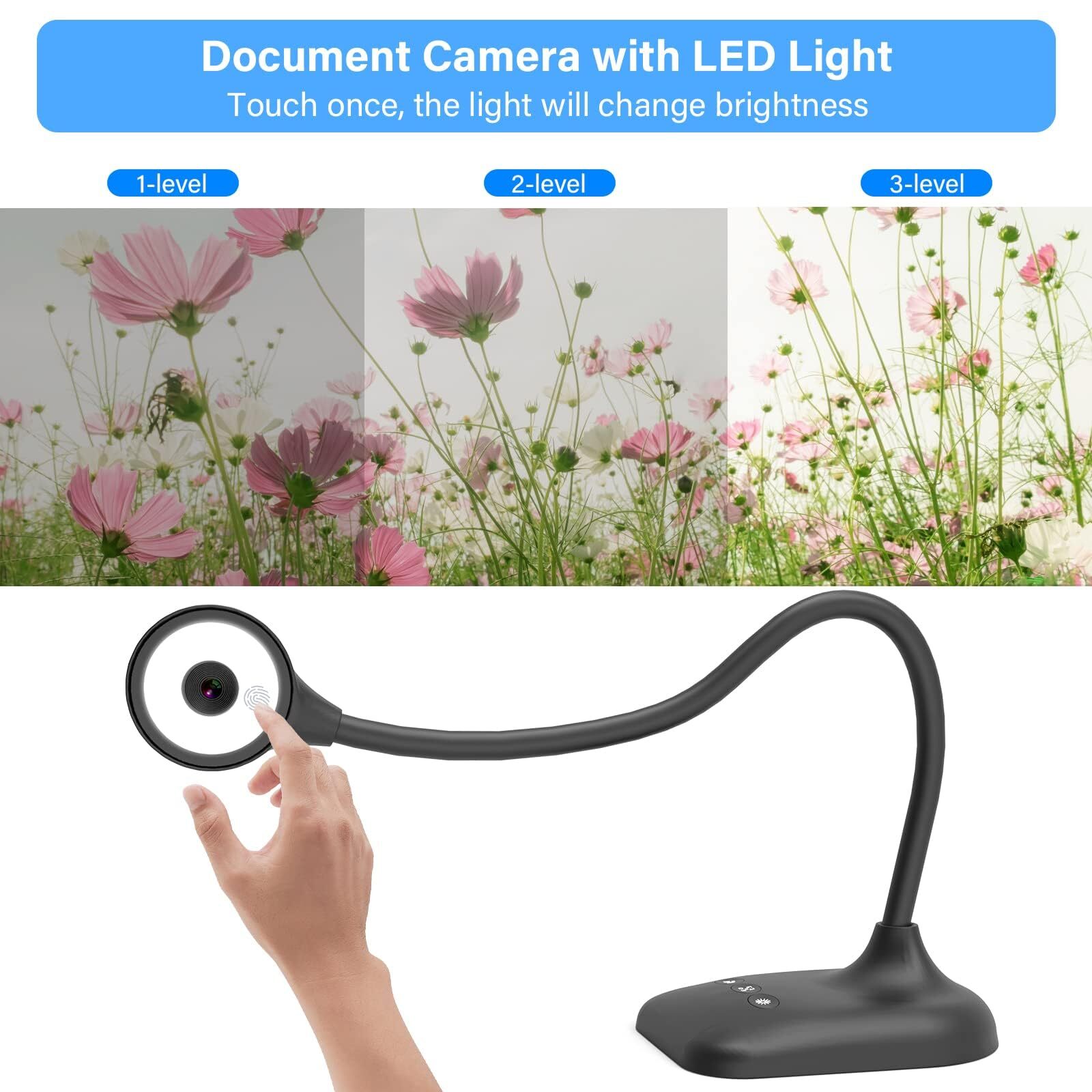 Document Camera for Teachers Webcam and Overhead Camera for Classroom with Mi...
