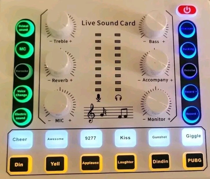 WIRELESS RECHARGEABLE LiveStreamMixer SoundCard Out/Input AUX CType MULTEffects