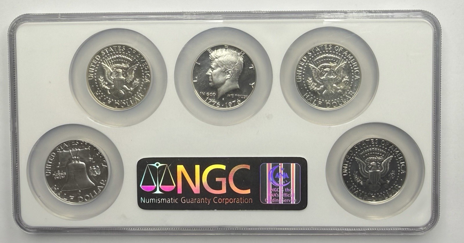 Reverse Mounted NGC 5 Coin Silver Half Dollar Set ‼️NGC MULTI SLAB‼️