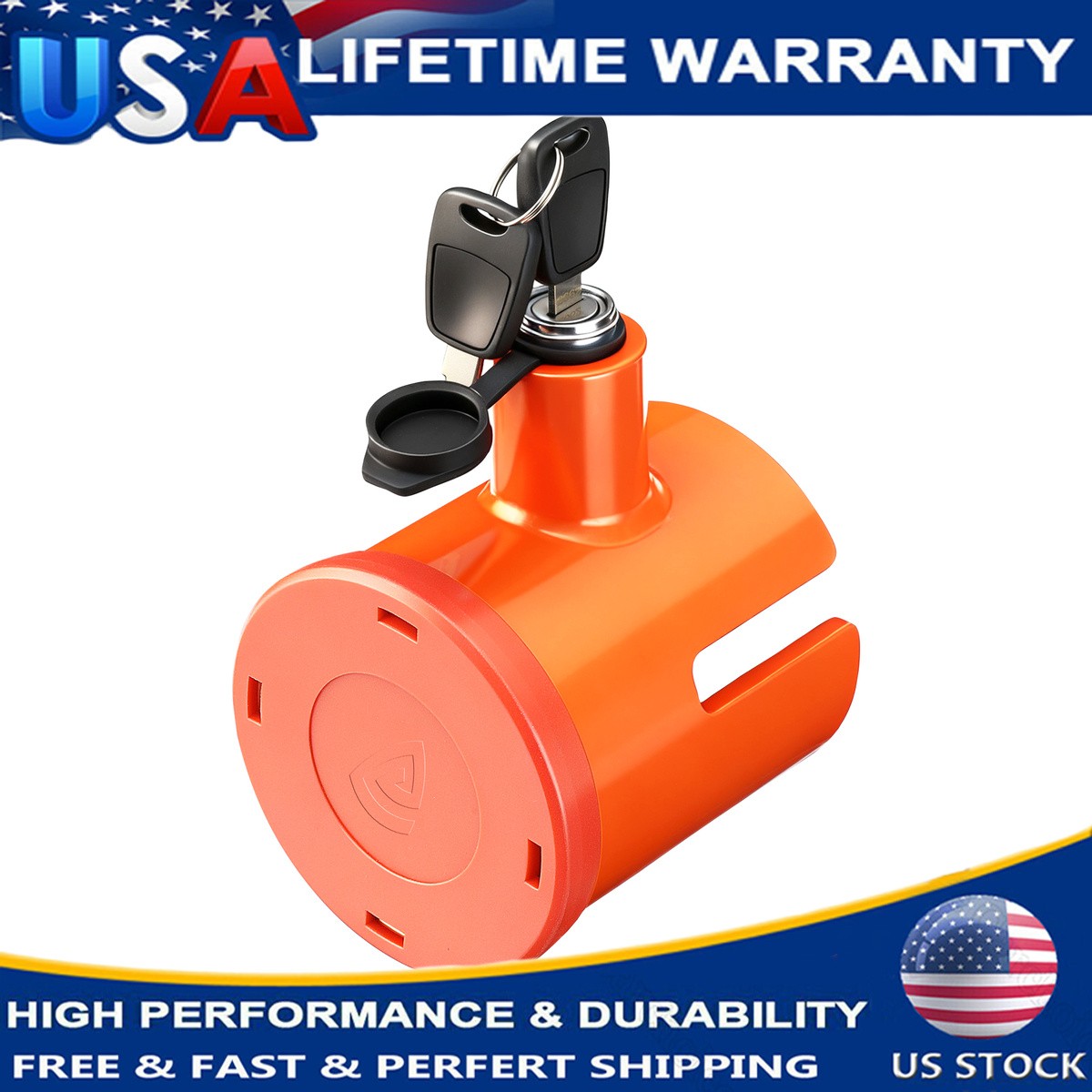 Trailer Coupler Lock Fits 2-5/16 Inch Couplers Heavy Duty Tow Hitch lock Orange