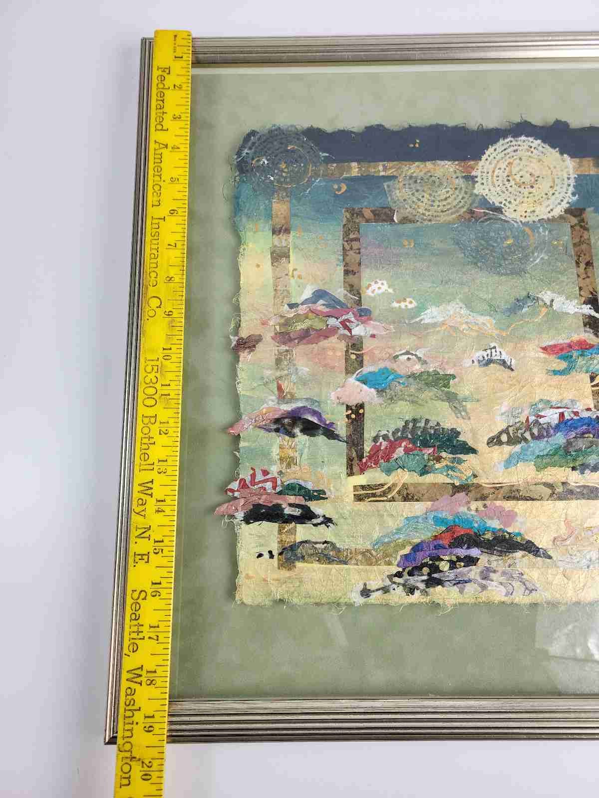Diana Van Hall Signed Original Mixed Media Collage Textile Abstract Art