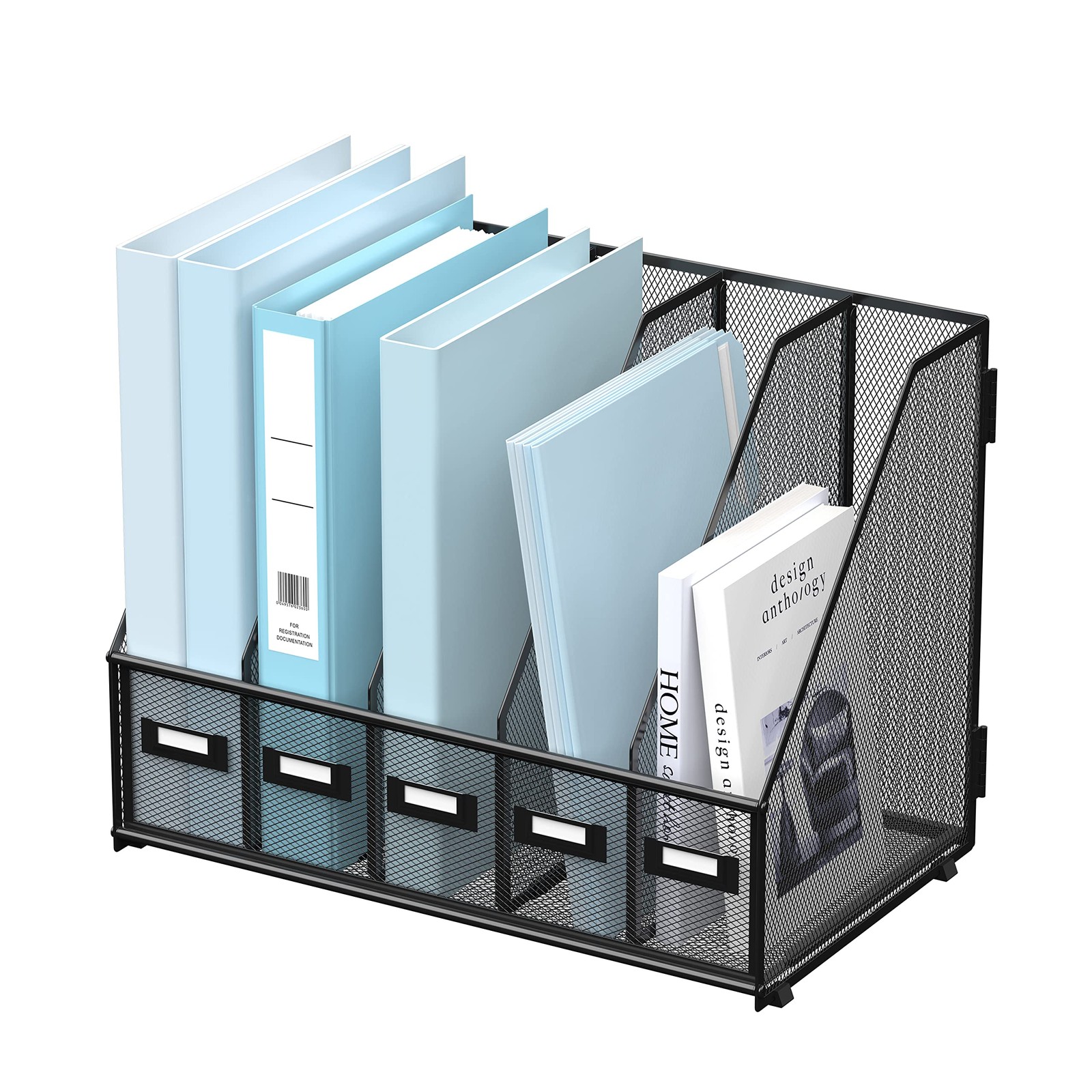 Desk Organizers Metal Desk Magazine File Holder with 5 Vertical Compartments