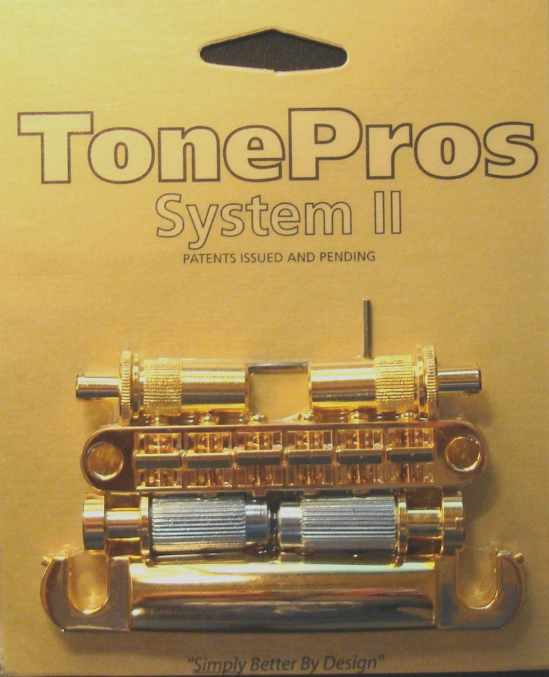 LPM02-G TonePros Metric Thread Locking Bridge/Tailpiece Set Gold Finish