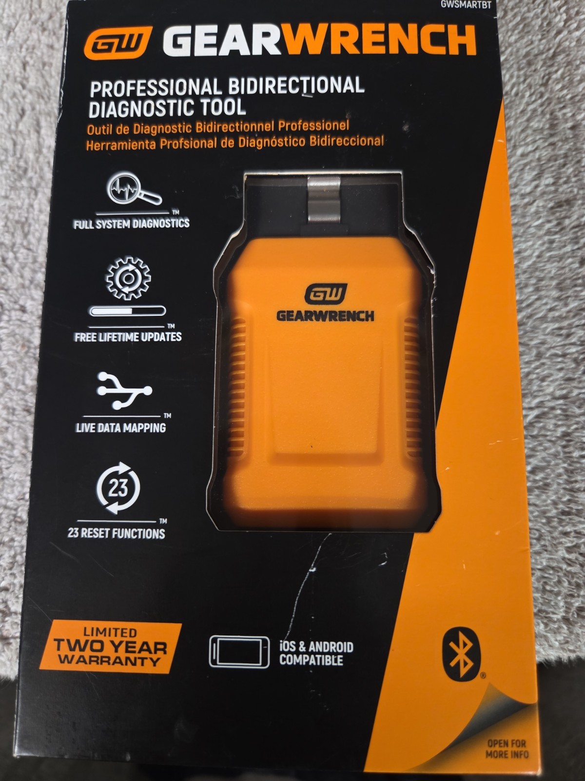 Gearwrench Professional Bidirectional Diagnostic Scan Tool GWSMARTBT Orange