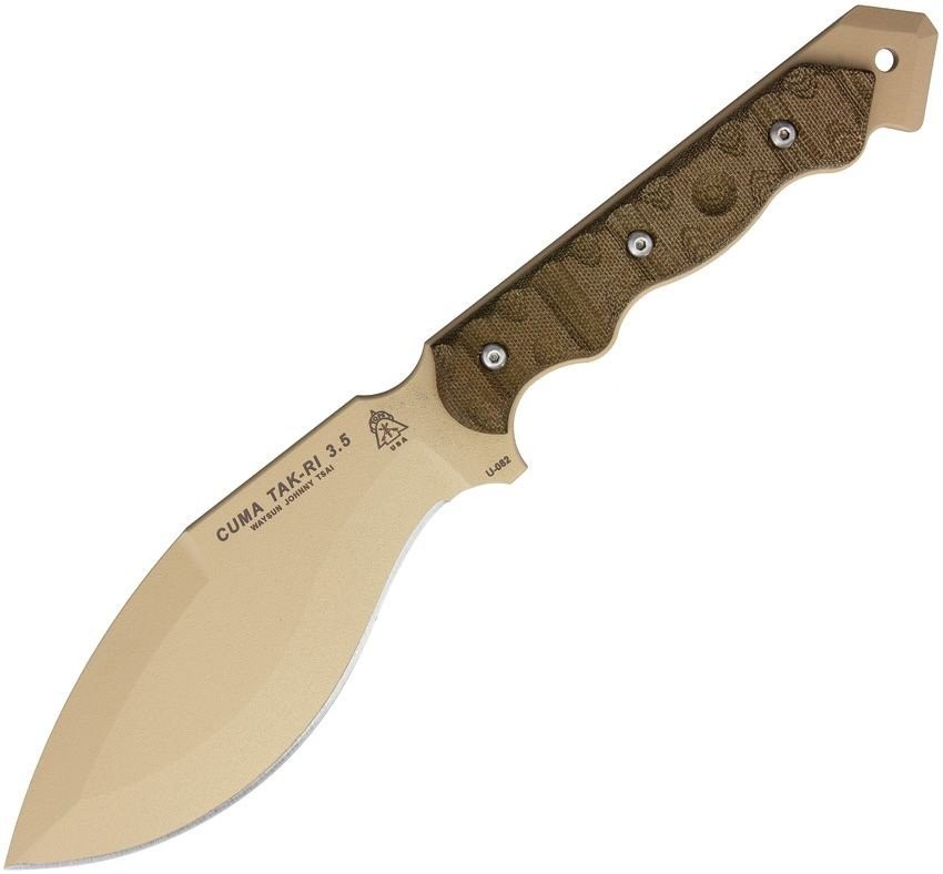 TOPS Fixed Knife 1095HC Steel Full Tang Blade Micarta Handle - CUMATK-3.5