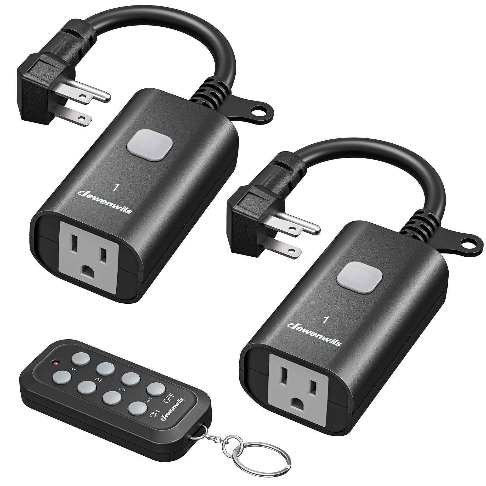 Outdoor Remote Control Outlet 15A 100ft Range Weatherproof 1 Remote 2 Outlets