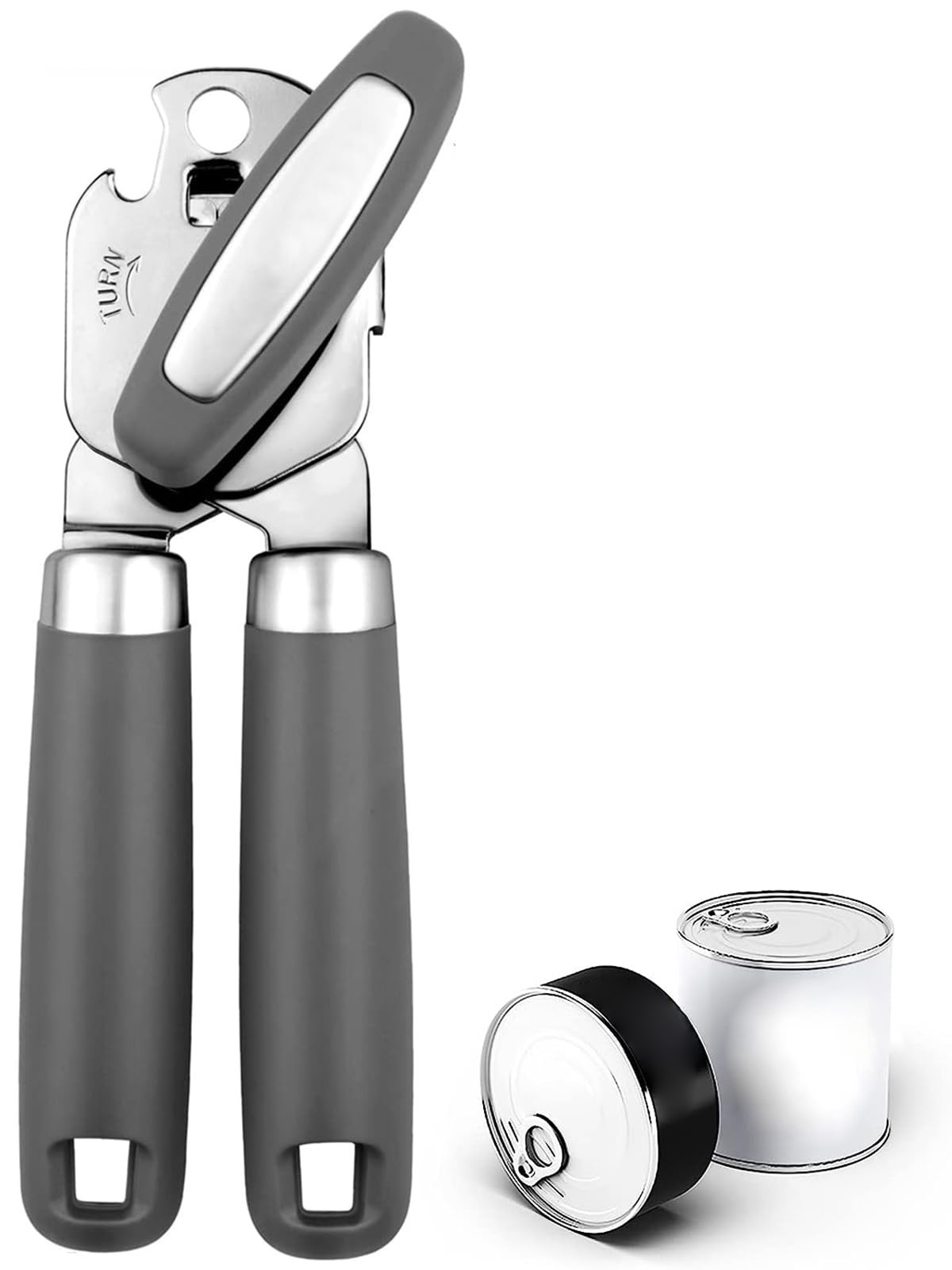 Stainless Steel Can Opener, 3 In 1 Manual Bottle Opener, Kitchen Tool, Grey