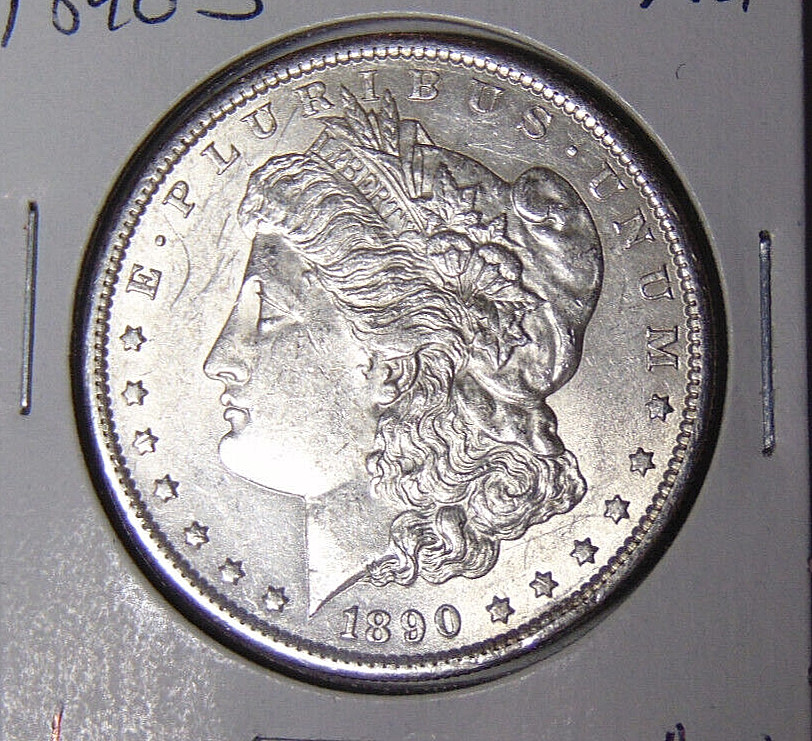 AU 1890-S Morgan Silver Dollar About Unc Detail San Francisco Mint (32524)