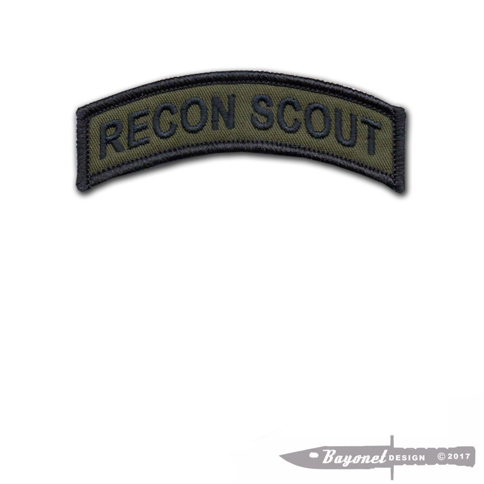 Recon Scout OD Tab Embroidered Patch with Hook & Loop Backing - 3 1/2" X 1"