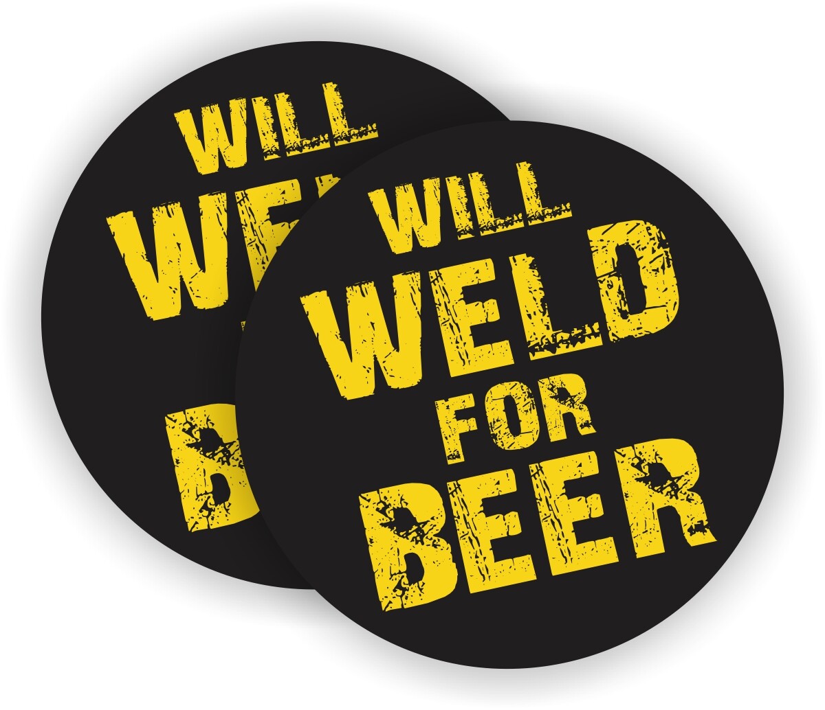 pair WILL WELD FOR BEER Funny Hard Hat Stickers | Welding Helmet Decals Welder