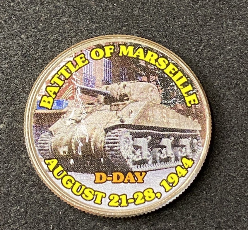 Colorized Kennedy Half Dollar D-Day Battle Of Marseille Free Shipping