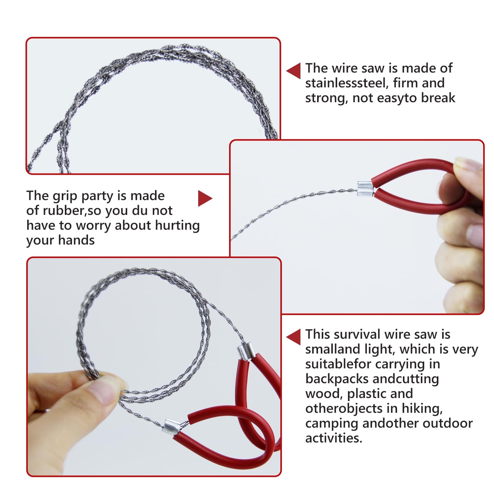 4 Pcs Stainless Steel Cable Saw, Metal Wire Saws Hand Pocket String 2