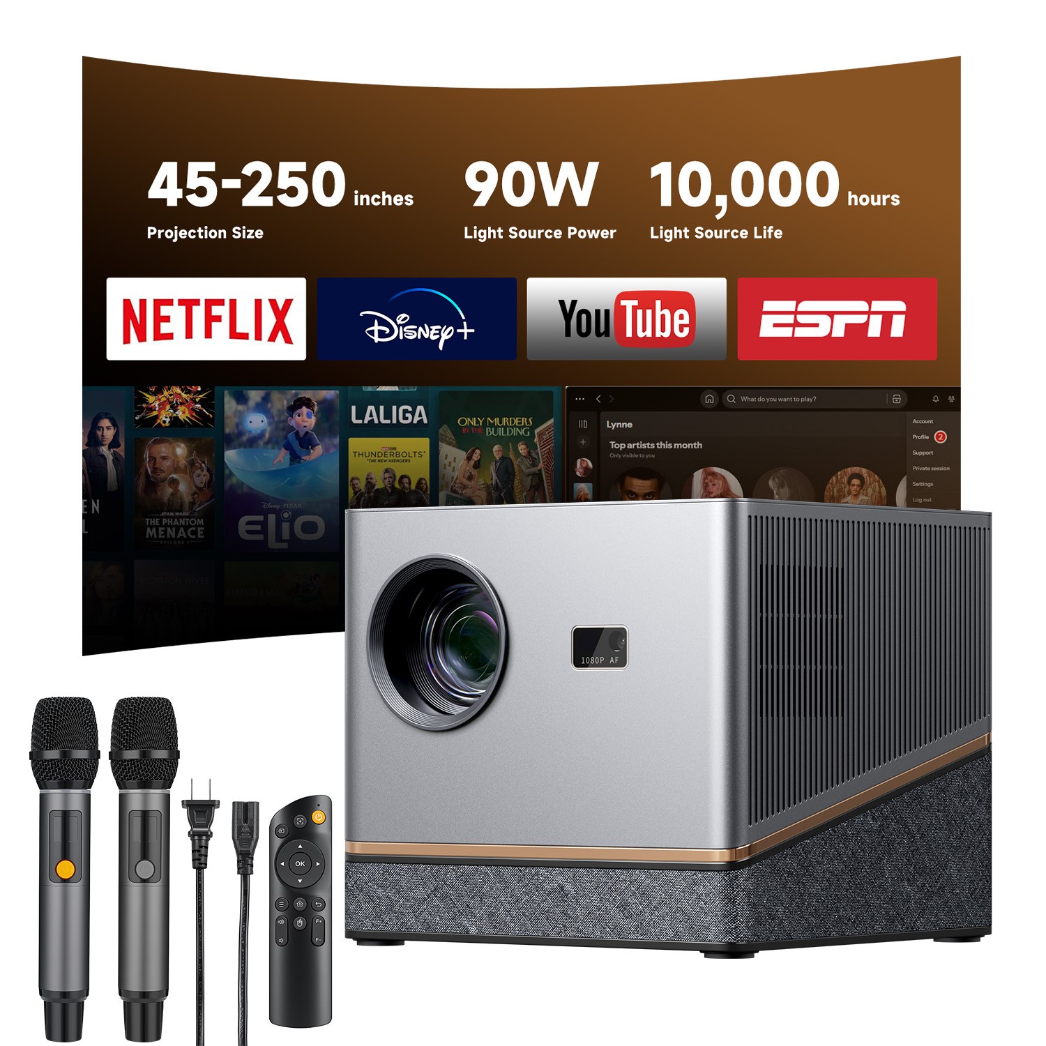 Moukey MTV30 Projector Karaoke Machine All-in-One PA System Dual 4" Woofer 40W