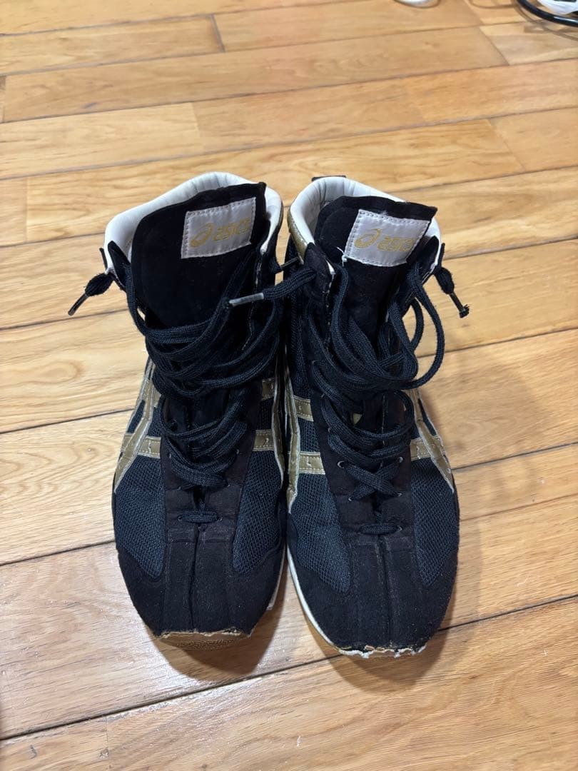 Asics Boxing Shoes TBX950 US7 ( 25cm ) Black Gold Line Black Laces