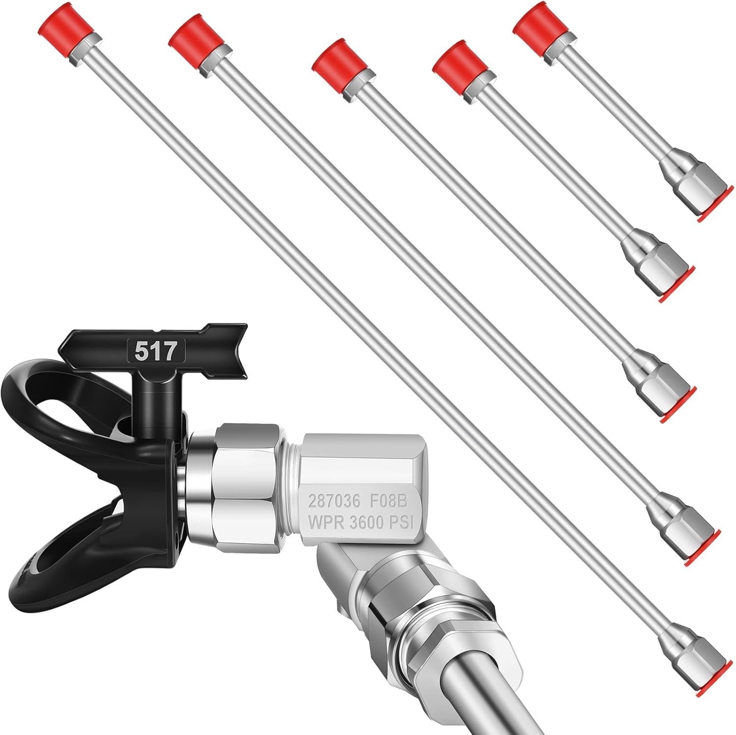 8Pcs Airless Paint Sprayer Gun Tip Extension Pole Rod Set for Airless Spray Gun