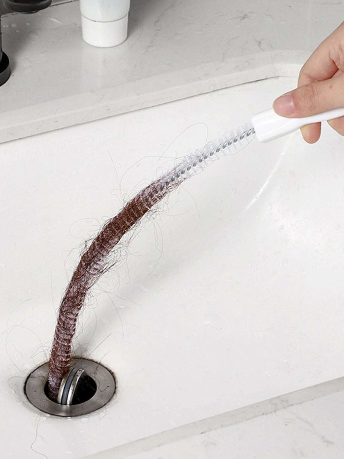 1PC 45cm Flexible Pipe Dredging Brush Sink Drain Hair Clog Remover Tool - NEW