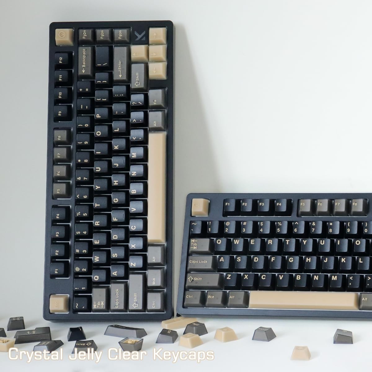 Black Translucent PBT Keycaps 163 Keys Double Shot Cherry Profile