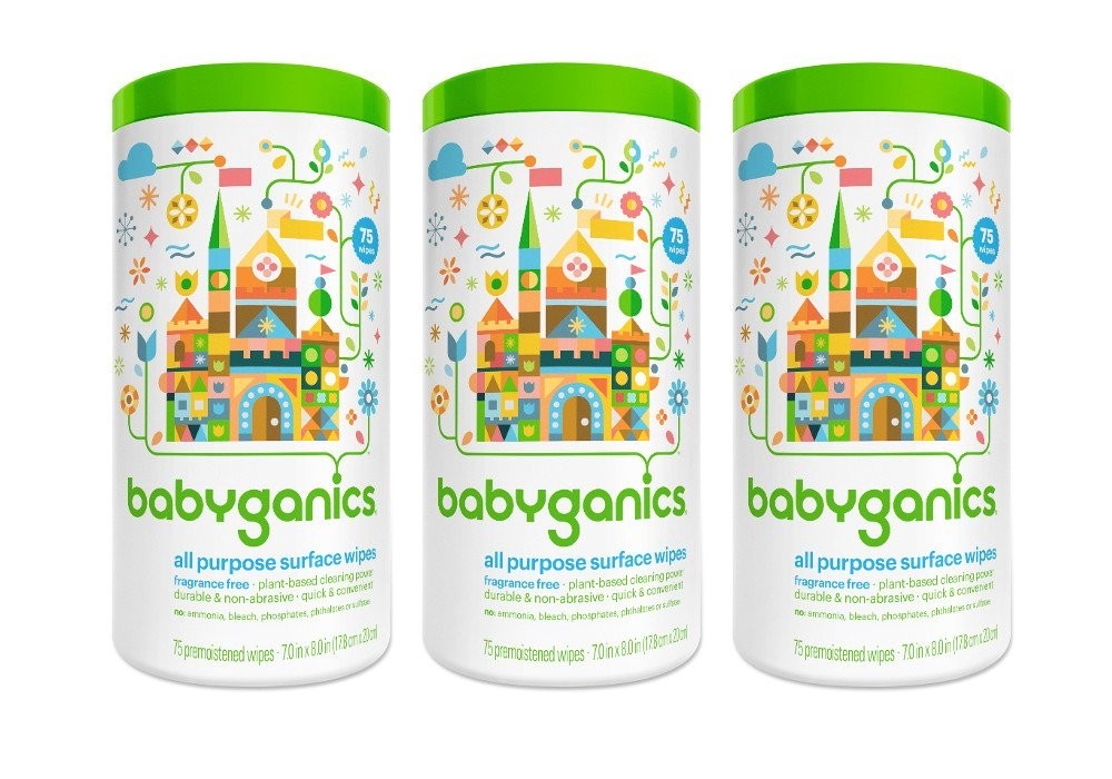 Babyganics All-Purpose Surface Wipes - Scent Free, Pack of 3