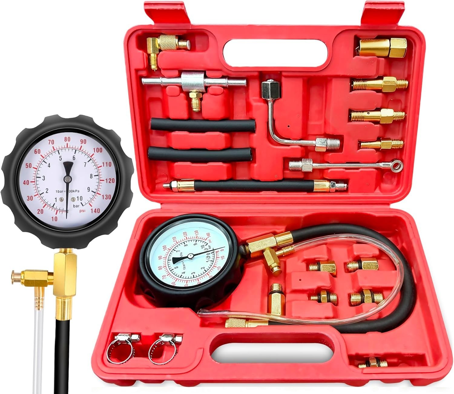 Kit de Prueba Presión Combustible 0-140PSI para Autos Camiones Motos de Gasolina