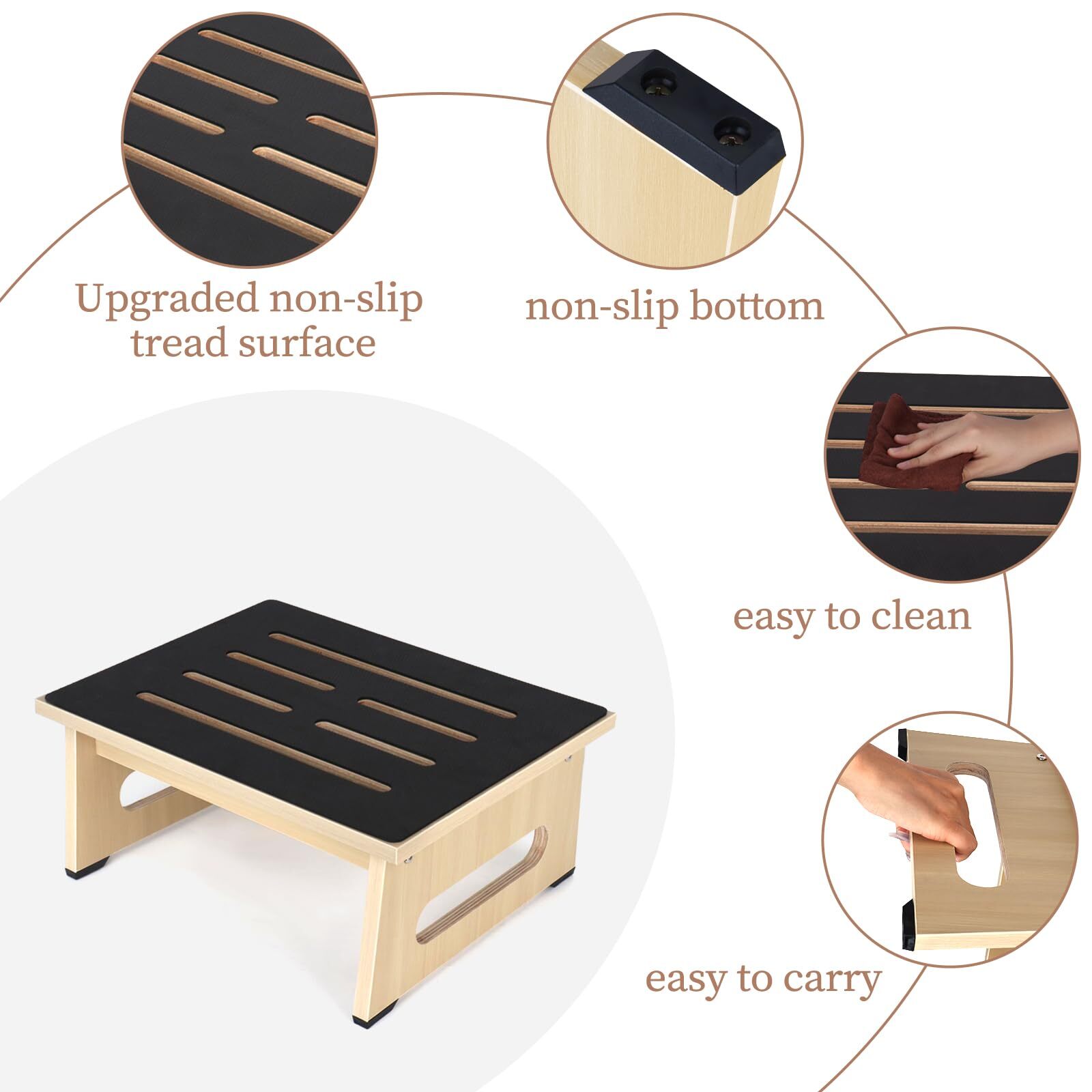 One Step Stool for Adults Kids with Non-Slip Rubber Stepping Feet Heavy Duty ...