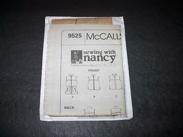 McCall's Pattern 9525 Misses' Unlined Vests in Three Lengths & Three Styles 8~22