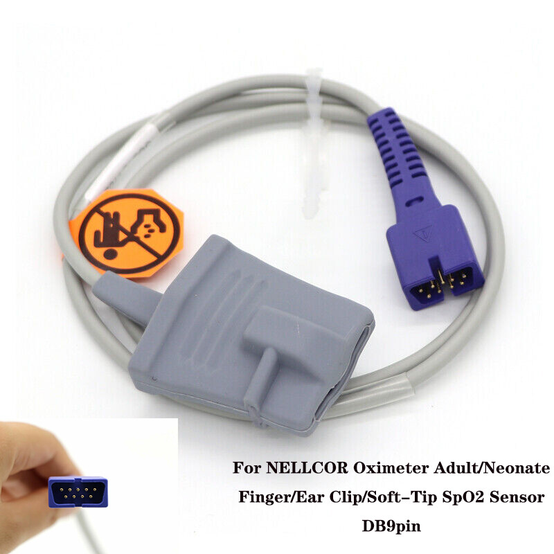Adult Soft Finger Clip Probe SpO2 Sensor Soft-tip Compatible with 9pin Oximax