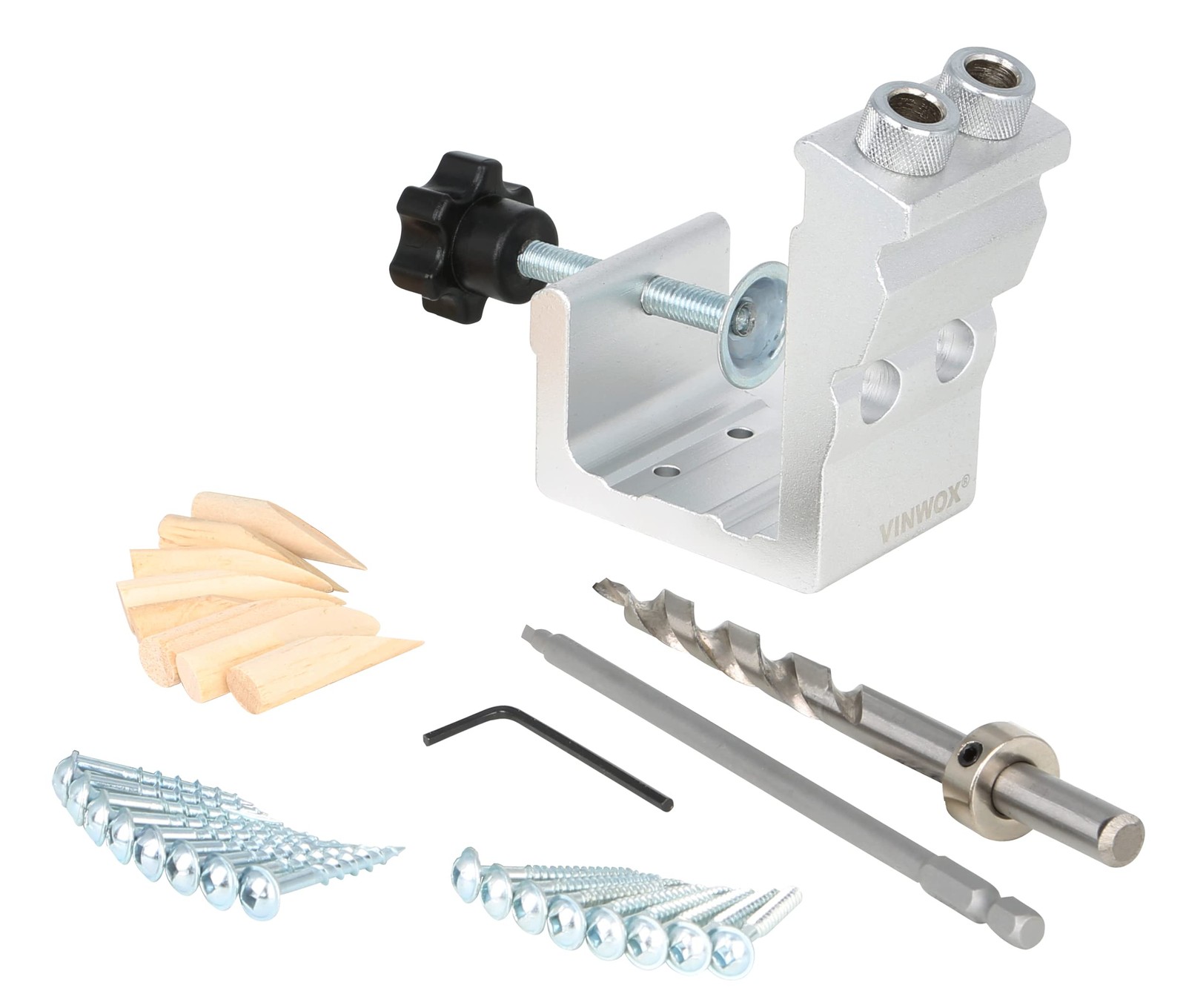 31 PCS Pocket Hole Jig Adjustable Woodworking Tool Kit Step Drill Bit Set