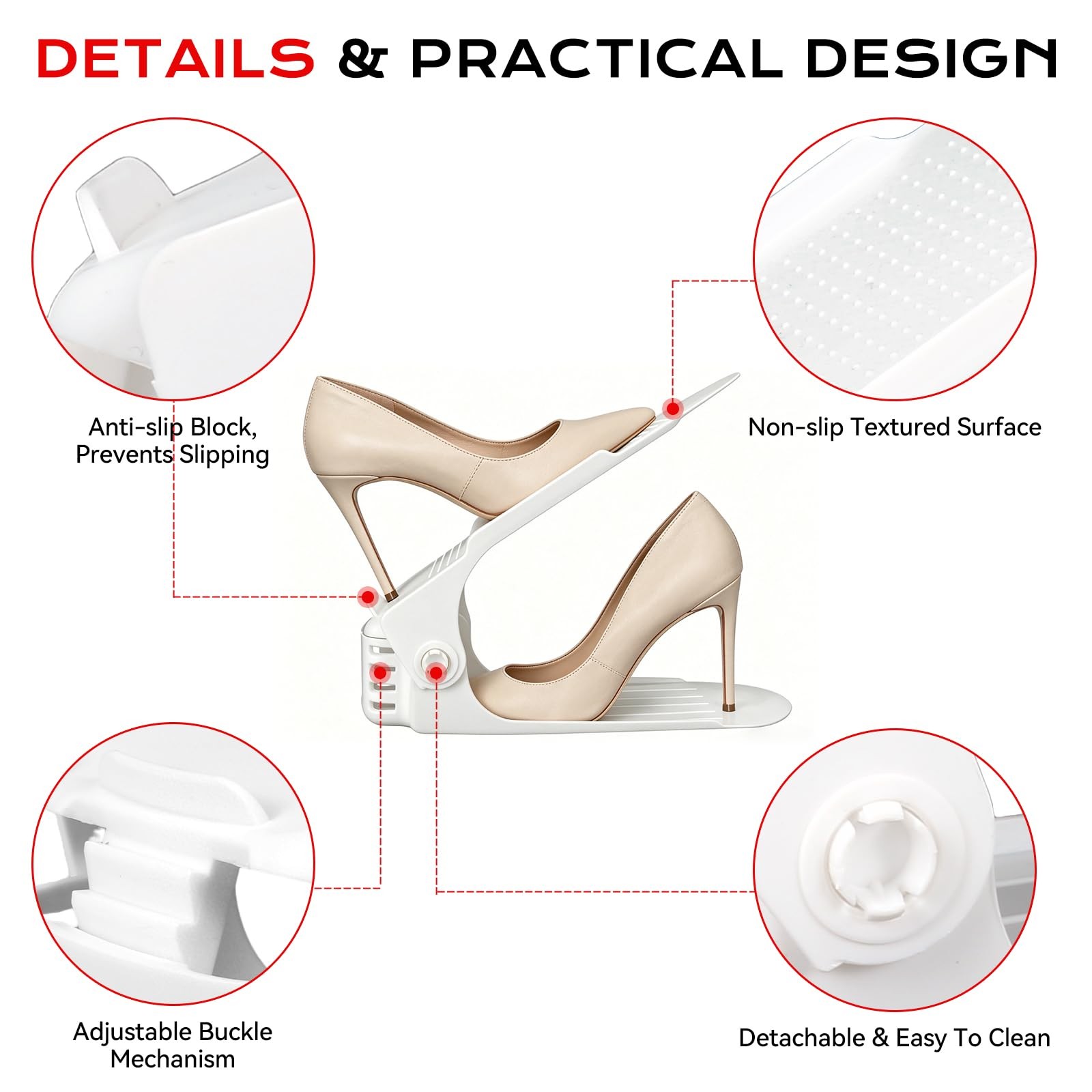 20 Pcs White Shoe Slots Organizer Space Saving Stackers