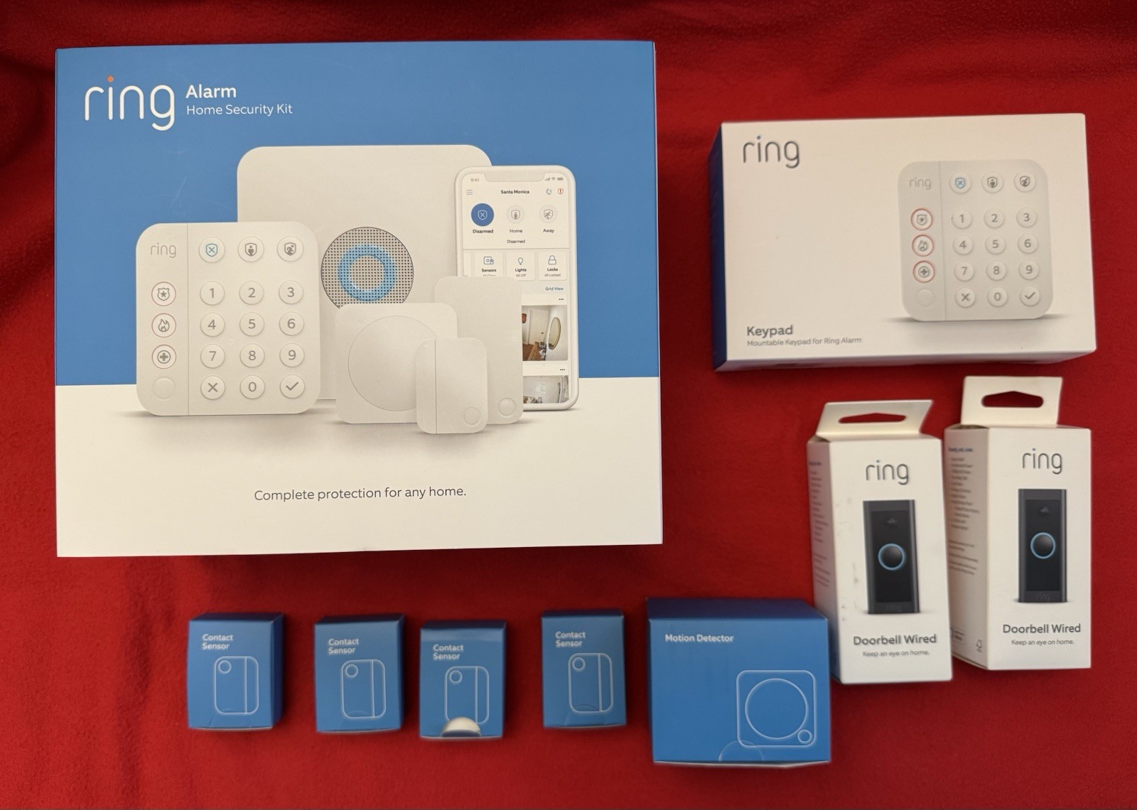 New Ring Home Security 16-Piece Kit, Includes 2 Wired Ring Video Doorbells