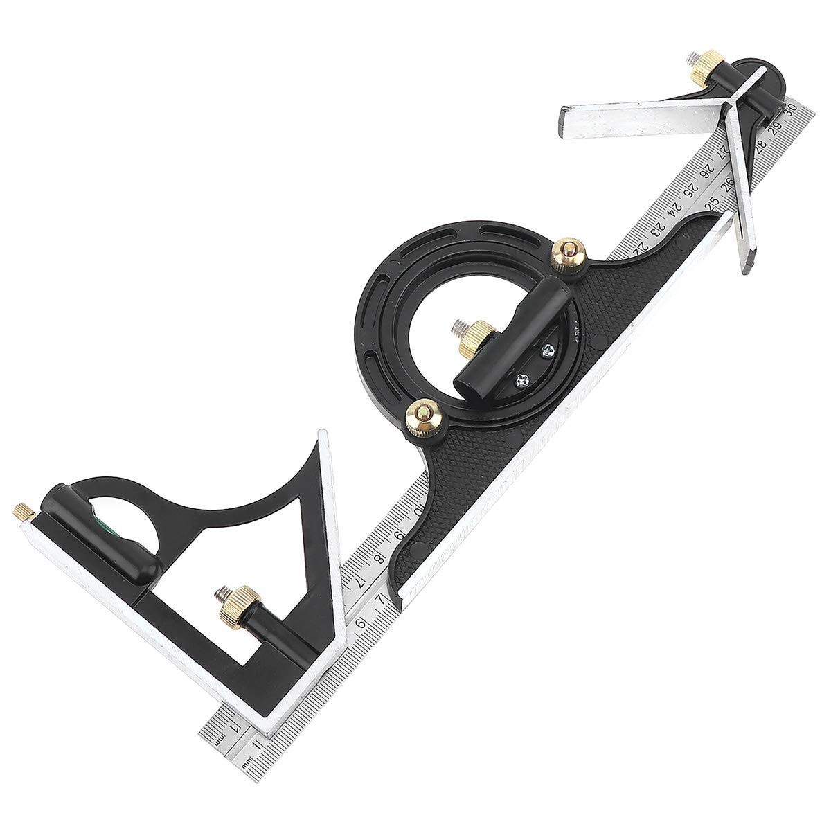 12" Adjustable Sliding Combination Square Ruler & Protractor Level Measure Me...
