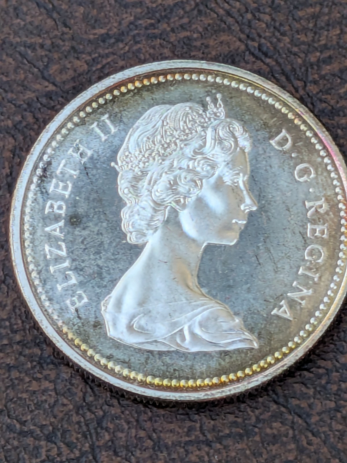 1971 Canada Silver Dollar Coin British Columbia BC Centennial  Toning Orig Case